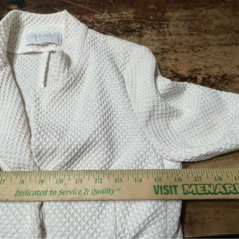 ESCADA SPORT Vintage White Waffle Knit Fitted Blazer Jacket Stand Up Collar XS - Picture 9 of 10